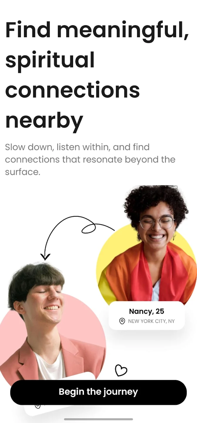 YDestiny — ecran explorare profiluri și potriviri în aplicația socială