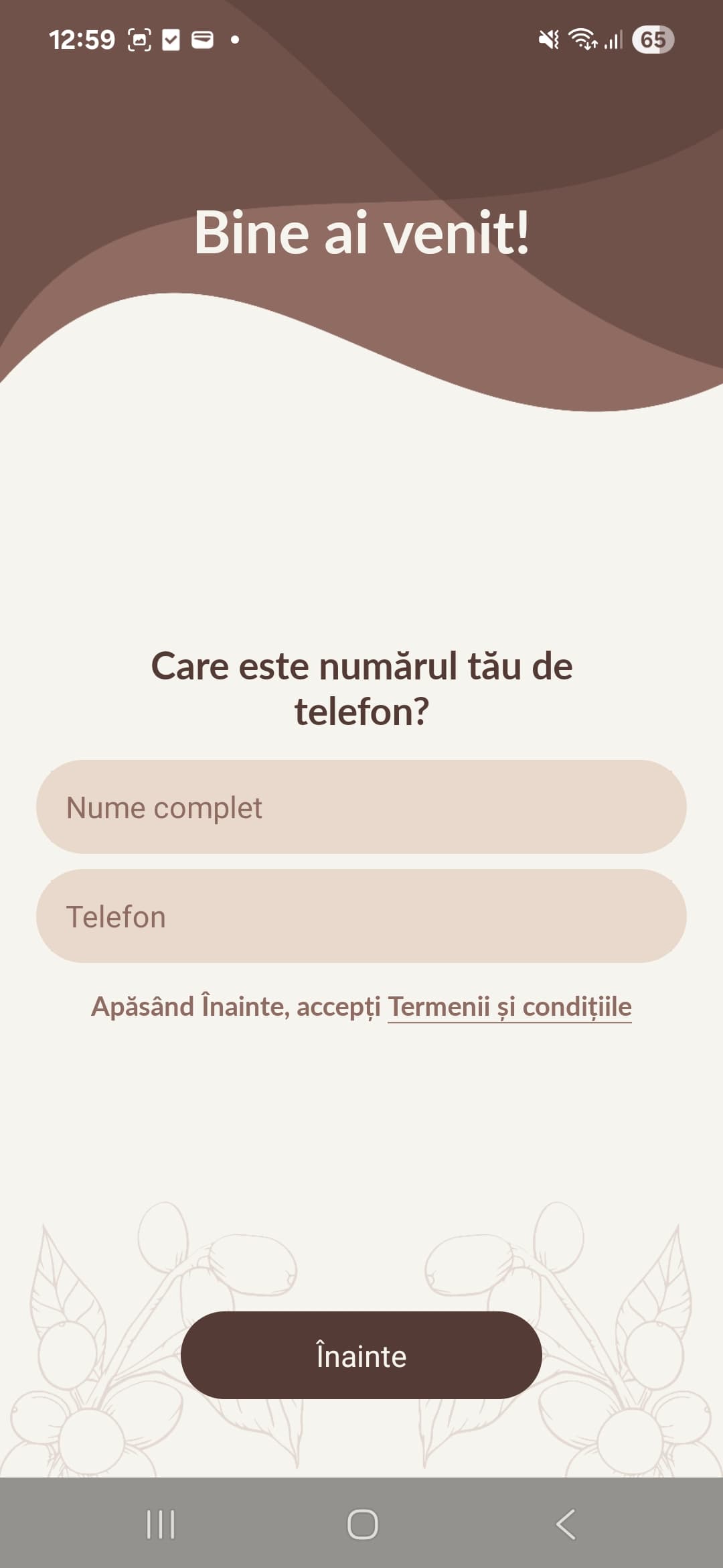 Aplicația Coffee Buzz — coș și sumar comandă