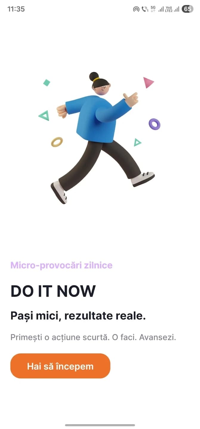 DO IT NOW — ecran provocare zilnică și progres