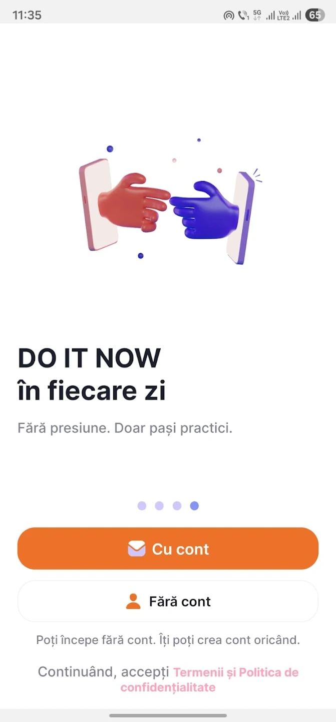 Aplicația DO IT NOW: profil și personalizare provocări