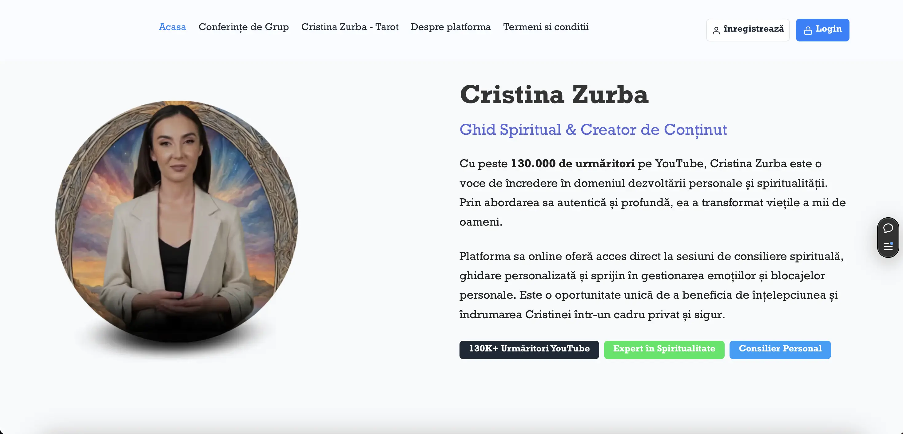 Proiect portofoliu: Cristina Zurba — Îndrumare spirituală