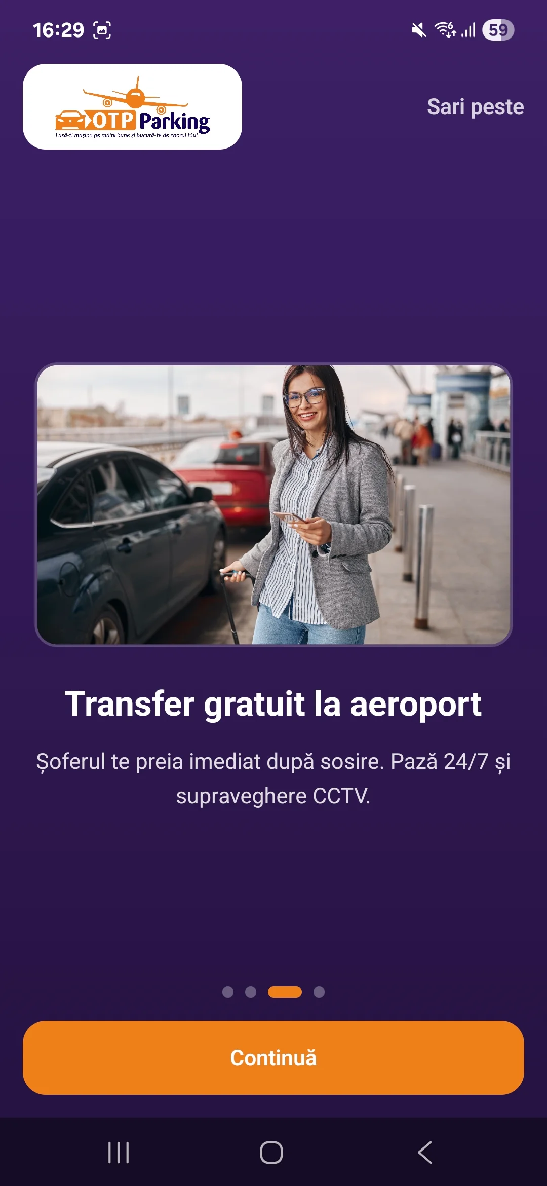 OTP Parking: interfața mobilă din listarea Google Play